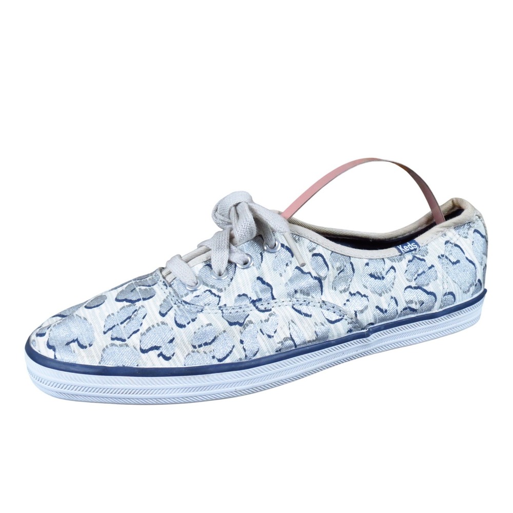 Keds Champion Women's Sneaker Size 5.5 Casual Metallic Leopard Print Silver Blue